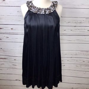 French Connection Beaded Cocktail Satin Dress NYE
